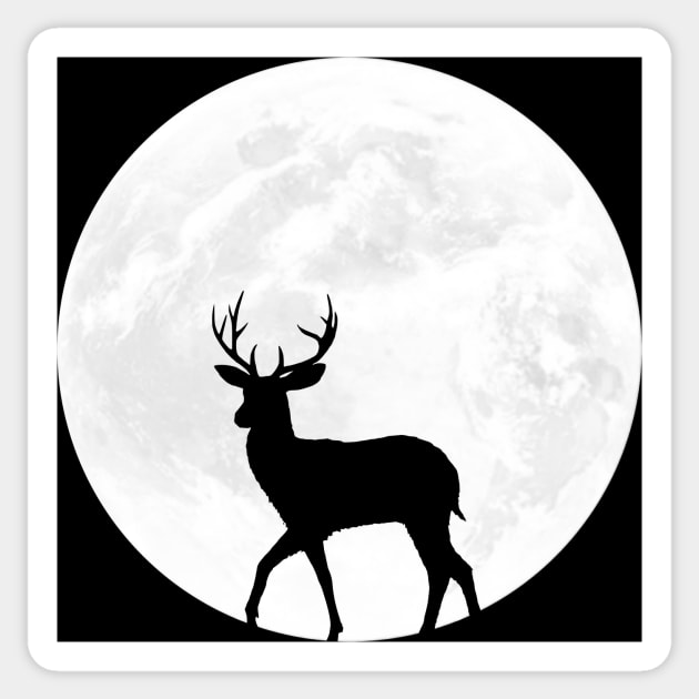 Deer Silhouette in Full Moon Sticker by ChapDemo